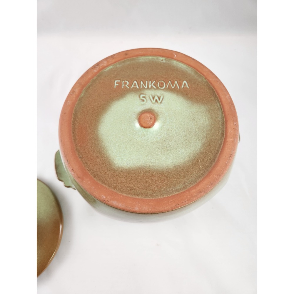 Vintage MCM Prairie Green Frankoma 2 piece Casserole Baker Bean Pot with Lid 5W - Picture 6 of 8